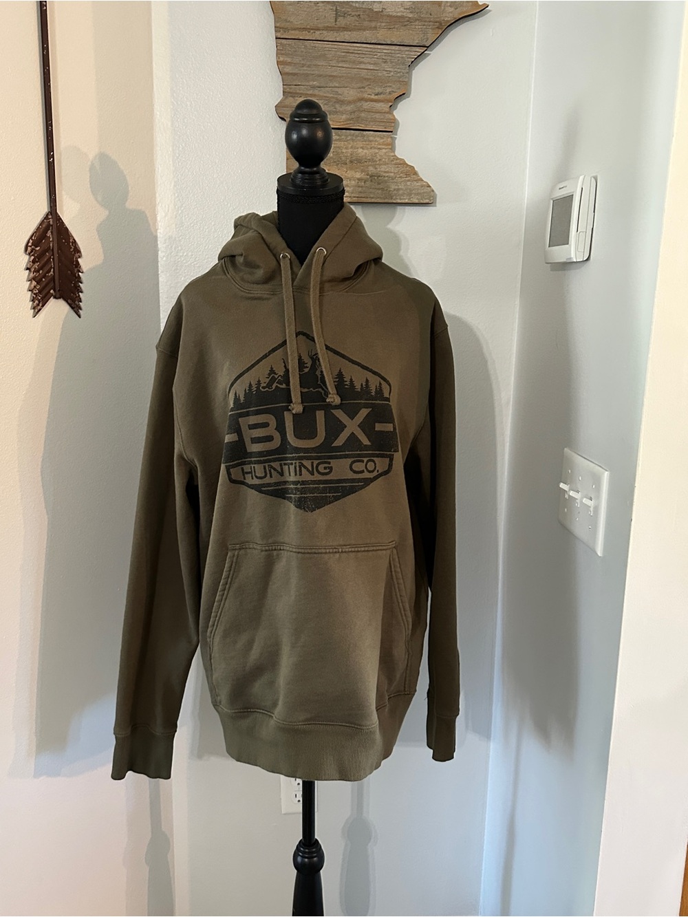 Olive Green Pullover Hoodie with Logo
